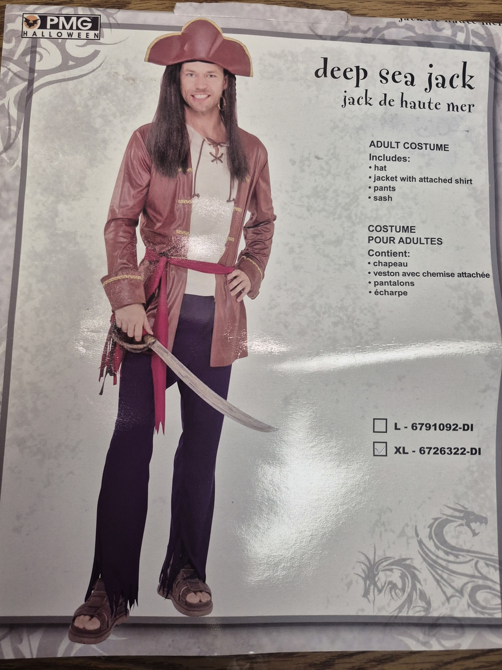 Deep Sea Jack Adult Pirate Jacket Costume - Size XL